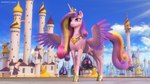 16:9 2021 3d_(artwork) 4k absurd_res clopician cloud cutie_mark detailed_background digital_media_(artwork) equid equine eyebrows eyelashes feathered_wings feathers female feral friendship_is_magic fur hasbro hi_res horn mammal my_little_pony mythological_creature mythological_equine mythology outside pink_body pink_eyes pink_fur princess_cadance_(mlp) solo spread_wings teats widescreen winged_unicorn wings
