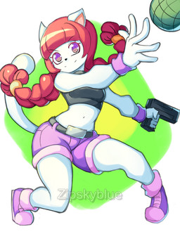 anthro belt clothing explosives female footwear fur grenade holding_object holding_weapon midriff purple_clothing purple_footwear purple_shoes shoes smile solo tail throwing weapon white_body white_fur zipskyblue kyoko_(zipskyblue) felid feline mammal absurd_res hi_res