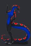 3_toes 5_fingers anthro biped black_body black_scales black_tail blue_body blue_eyes blue_scales blue_tail breasts claws digitigrade feet female fingers forked_tongue long_tail long_tongue markings multicolored_body multicolored_scales multicolored_tail non-mammal_breasts nude red_spots scales solo spots spotted_body spotted_markings spotted_scales spotted_tail tail tail_markings thick_tail toes tongue fefairy cabal-revolution reptile scalie snake 2015 digital_media_(artwork)