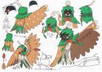 2016 4_toes absurd_res ambiguous_gender anthro avian avian_feet biped bird bow_(weapon) concept_art decidueye elemental_creature eyes_closed feathers feet feral finger_wag flora_fauna generation_7_pokemon hi_res japanese_text leaf model_sheet multiple_poses narrowed_eyes nintendo official_art plant pokemon pokemon_(species) pose pseudo_clothing ranged_weapon simple_background solo talons text toes translated vines weapon white_background zygodactyl