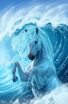 2021 adobe_photoshop_(artwork) ambiguous_gender blue_eyes blue_sky blue_theme book_cover cover day detailed_background digital_media_(artwork) digital_painting_(artwork) elemental_creature equid equine feral fur grey_hooves hi_res hooves horse johis looking_at_viewer mammal monochrome moonlight_riders official_art on_hind_legs outside partially_submerged photorealism pseudo_hair pseudo_mane sea shaded sky snout solo teal_monochrome teal_sky unguligrade water water_creature wave white_body white_fur
