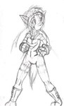 5_fingers accessory anthro arche_kruz battle biped boots breasts clothing female fingerless_gloves fingers fist footwear front_view fur gloves greyscale hair handwear headband jessica_carmilla looking_aside low_res mammal monochrome mostly_nude pose rodent sciurid simple_background sketch slim solo standing traditional_media_(artwork) tree_squirrel white_background