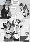abs anthro anthrofied clothing comic dialogue dragon english_text equid equine female friendship_is_magic gesture gun hand_gesture handgun hasbro hi_res horn mammal middle_finger monochrome muscular muscular_anthro muscular_female my_little_pony mythological_creature mythological_equine mythological_scalie mythology pegasus pia-sama rainbow_dash_(mlp) ranged_weapon rarity_(mlp) scalie spike_(mlp) text unicorn weapon wings