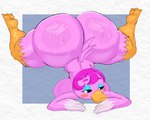 anthro beak big_butt biped bodily_fluids breasts butt eyeshadow female hair huge_butt looking_at_viewer makeup nude pink_body pink_hair short_hair solo suggestive_look suggestive_pose sweat sweaty_butt purple_yoshi_draws animal_crossing nintendo miranda_(animal_crossing) anatid anseriform avian bird duck 2024 hi_res