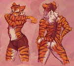 anthro blue_eyes brown_body brown_fur bulge butt clothed clothing dipstick_tail fluffy fur male markings multicolored_body multicolored_fur multiple_poses nude one_eye_closed orange_body orange_fur pose short_tail simple_background solo striped_body striped_fur striped_markings stripes tail tail_markings topless underwear white_body white_fur pandam felid mammal pantherine tiger 2021 digital_drawing_(artwork) digital_media_(artwork) signature trans_(lore) trans_man_(lore)