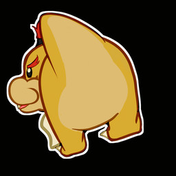 anthro butt clothing emote feral hair headgear headwear male narrowed_eyes red_hair solo twerking yellow_body yellow_skin young young_anthro nowiart among_us among_us_twerk innersloth mario_bros nintendo super_mario_sunshine bowser_jr. koopa scalie 1:1 animated meme