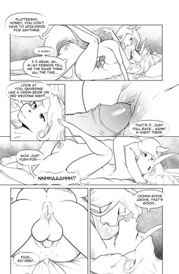 anthro anus balls big_breasts biped breasts butt crossgender dialogue duo eyebrows eyelashes eyes_closed female female_penetrated foreskin fth_crossgender fti_crossgender genitals hair herm herm/female herm_penetrating herm_penetrating_female intersex intersex/female intersex_penetrating intersex_penetrating_female nude partially_retracted_foreskin penetration penile penile_penetration penis pupils sex side_view speech_bubble text thick_thighs vaginal vaginal_penetration vulva bakuhaku friendship_is_magic hasbro my_little_pony fluttershy_(mlp) princess_cadance_(mlp) equid equine mammal comic english_text hi_res monochrome