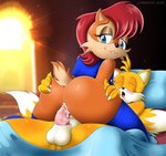 balls bed big_butt bodily_fluids butt cum cum_inside duo female furniture genital_fluids genitals light male male/female penetration penis pillow smile sunlight juanonyx archie_comics sega sonic_the_hedgehog_(archie) sonic_the_hedgehog_(comics) sonic_the_hedgehog_(series) miles_prower sally_acorn canid canine fox mammal rodent sciurid tree_squirrel hi_res