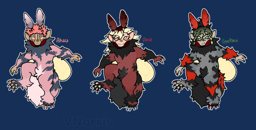 antennae_(anatomy) black_hair black_markings blonde_hair blue_body blue_markings claws green_hair grey_body group hair insectoid_wings lime_eyes male markings multicolored_eyes outline pawpads paws pedipalps pink_body pink_hair pink_markings rainbow_eyes red_body red_markings simple_background text transparent_background trio white_outline yellow_eyes puppetmaster13uwu demon_slayer kimetsu_no_yaiba akaza_(demon_slayer) doma_(demon_slayer) gyutaro_(demon_slayer) animal_humanoid arthropod arthropod_humanoid bee_humanoid demon humanoid hymenopteran hymenopteran_humanoid insect insect_humanoid alpha_channel model_sheet