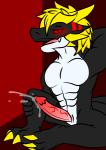 anthro bodily_fluids cum ejaculation erection genital_fluids genitals male penis solo tail opstah mythology opstah_(character) dragon mythological_creature mythological_scalie scalie