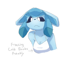 anthro anthrofied black_sclera blue_body blue_fur breasts cleavage clothed clothing eyelashes female fur hair looking_at_viewer medium_breasts pokemorph pupils shirt simple_background solo tank_top text topwear white_background white_pupils buttercolors nintendo pokemon eeveelution generation_4_pokemon glaceon mammal pokemon_(species) 2025 bust_portrait digital_media_(artwork) english_text portrait shaded