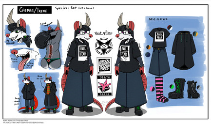 boots clothing combat_boots eyewear footwear glasses hair high_heeled_boots high_heels horn horned_rat jeans_skirt legwear lips long_hair occult_symbol pentagram sharp_teeth shirt_designs shoes spine_implant symbol teeth text thick_bottom_lip thigh_highs masterzoroark666 mammal murid murine rat rodent absurd_res english_text hi_res model_sheet url nonbinary_(lore)