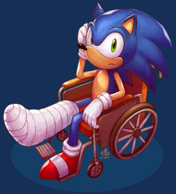 anthro cast clothing footwear gloves green_eyes handwear male sitting solo vehicle wheelchair ry-spirit sega sonic_the_hedgehog_(series) sonic_the_hedgehog eulipotyphlan hedgehog mammal 2015 alpha_channel signature