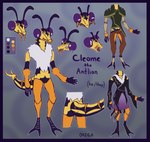 ambiguous_gender antennae_(anatomy) anthro asian_clothing border bottomwear chaps clothing east_asian_clothing expressions fluffy_chest footwear japanese_clothing kimono nude purple_border shirt skirt socks solo topwear dregadude antlion arthropod insect model_sheet