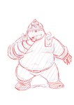 anthro armor belly big_belly biped bottomwear clothing hard_hat headgear helmet kemono male moobs overweight overweight_male pants simple_background solo kumacchi build_tiger eulipotyphlan mammal mole_(animal) 2014 hi_res sketch