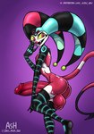 balls big_balls big_penis bodypaint butt clothing cybernetic_arm cybernetic_leg cybernetic_limb erection face_paint femboy fool's_hat genitals half-closed_eyes hat hat_only headgear headgear_only headwear headwear_only huge_balls huge_penis humanoid_genitalia humanoid_penis male mostly_nude multicolored_body multicolored_skin narrowed_eyes open_mouth open_smile penis purple_background red_body red_skin sharp_teeth simple_background smile solo spade_tail tail teeth two_tone_body two_tone_skin white_body white_skin yellow_sclera ghastlygh helluva_boss fizzarolli_(helluva_boss) demon demon_humanoid humanoid hi_res