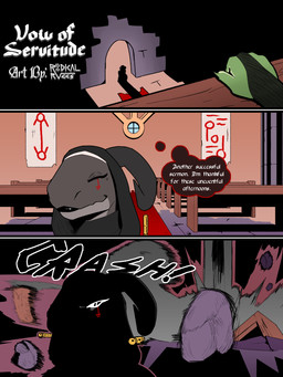 anthro crash crash_landing female ferusia_(radicalraccs) lipstick makeup monastery nun silhouette solo radicalraccs ashy_(koboldthiefashy) kobold scalie comic hi_res
