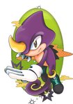 anthro clothing footwear frown gloves handwear horn male pose purple_body purple_skin shoes simple_background solo white_background yellow_horn mennnntaiko classic_sonic_(universe) sega sonic_the_hedgehog_(series) classic_espio espio_the_chameleon chameleon lizard reptile scalie 2020 digital_media_(artwork) hi_res