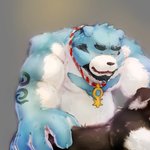 anthro belly blue_body blue_fur duo eyes_closed fur kemono male overweight overweight_male simple_background white_body white_fur laohu bonasiah full_attack eno_(full_attack) sophring_jie bear canid canine mammal 1:1 2020 hi_res