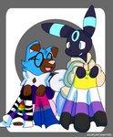 bisexual_pride_colors clothing duo eyewear flag flag_(object) glasses hetero_pride_colors holding_flag holding_object jacket lgbt_pride nonbinary_pride_colors pride_color_flag pride_colors rainbow_pride_colors straight_ally_colors topwear screamoshaymin nintendo pokemon ace_(acetherockruff) eeveelution generation_2_pokemon generation_7_pokemon pokemon_(species) rockruff shiny_pokemon umbreon absurd_res hi_res nonbinary_(lore)