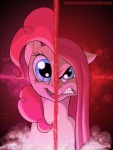 2011 angry blue_eyes cupcakes_(mlp_fanfic) digital_media_(artwork) dual_persona duality duo earth_pony equid equine female feral friendship_is_magic front_view fur hair hasbro horse insane mammal my_little_pony pink_body pink_fur pink_hair pinkamena_(mlp) pinkie_pie_(mlp) pony poor_yorick split_personality split_screen square_crossover