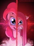 angry blue_eyes dual_persona duality duo female feral front_view fur hair insane pink_body pink_fur pink_hair split_personality split_screen square_crossover poor_yorick cupcakes_(mlp_fanfic) friendship_is_magic hasbro my_little_pony pinkamena_(mlp) pinkie_pie_(mlp) earth_pony equid equine horse mammal pony 2011 digital_media_(artwork)