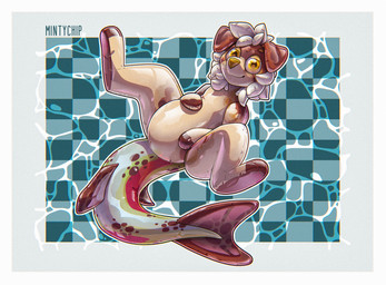 abstract_background ambiguous_gender anthro belly big_tail border digitigrade featureless_crotch feet fin fish_tail floppy_ears folded_ears glistening glistening_body glistening_latex hair hand_on_own_belly inflatable latex looking_at_viewer lying lying_on_ground markings multicolored_body nude null on_back on_ground paws pool_toy smile smug snout solo spread_legs spreading tail tail_fin tan_body white_border white_hair yellow_eyes yellow_nose mintychipart nijimasu_(onigiriad) animate_inanimate aquatic border_collie canid canine canis collie columbia_river_redband_trout domestic_dog fish herding_dog hybrid living_inflatable living_pool_toy mammal pastoral_dog rainbow_trout salmonid_(fish) sheepdog trout 2025 digital_drawing_(artwork) digital_media_(artwork) full-length_portrait hi_res krita_(artwork) portrait shaded