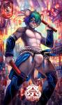 5_fingers abs anthro asian_clothing athletic athletic_anthro athletic_male biped blue_eyes bulge clothed clothing countershading detailed_background east_asian_clothing fingers front_view fundoshi fur grey_body grey_fur hair holding_object japanese_clothing male multicolored_body multicolored_fur multicolored_hair outside pecs pink_nose rainbow_hair short_hair smile solo standing two_tone_body two_tone_fur underwear white_body white_clothing white_countershading white_fur white_underwear cheetahpaws ari_(caudamus) mammal mouse murid murine rodent 2019 digital_media_(artwork) hi_res portrait three-quarter_portrait