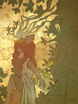 anthro antlers art_nouveau biped brain branch brown_body brown_fur brown_hair clothed clothing dress female fur hair horn insect_wings leaf organs plant solo tan_body tan_fur tree wings wood conditional_dnp jonas willow_(jonas) deer fairy mammal 2019 3:4 hi_res