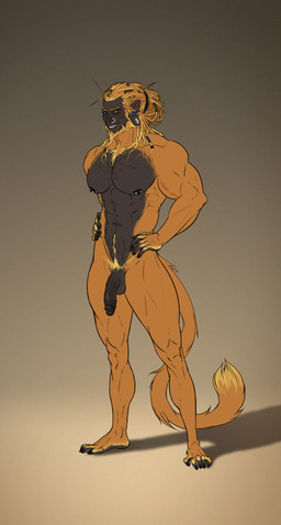 5_toes anthro balls barbell_piercing beard big_penis black_penis body_hair circumcised circumcision_scar ear_piercing eyebrow_piercing facial_hair facial_piercing feet fur genital_scar genitals half-erect long_penis looking_at_viewer male muscular muscular_anthro muscular_male nipple_barbell nipple_piercing nipples nose_piercing nude orange_body orange_fur penis piercing prehensile_feet pubes scar solo toes mickey_the_retriever aureliano haplorhine mammal monkey primate absurd_res hi_res