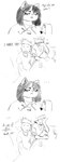 anthro bodily_fluids container cup dialogue drinking_glass female glass glass_container glass_cup male pencil_(object) sweat text mdthetest deltarune undertale_(series) catti_(deltarune) domestic_cat felid feline felis human mammal monster absurd_res english_text hi_res monochrome