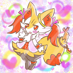 abstract_background accessory ambiguous_anthro ambiguous_gender anthro biped blush bow_ribbon clothed clothed_ambiguous clothed_anthro clothing cute_fangs digitigrade dipstick_tail dress fangs featureless_crotch flat_chested food front_view gesture hair_accessory hair_bow hair_ribbon heart_symbol looking_at_viewer markings no_pupils object_in_tail open_:3 open_mouth open_smile ribbons ring shrimp_(food) smile snout solo standing tail tail_markings teeth three-quarter_view waving annyui0611 nintendo pokemon braixen canid generation_6_pokemon mammal pokemon_(species) 1:1 2022 digital_drawing_(artwork) digital_media_(artwork) full-length_portrait halftone hi_res japanese_description portrait translated_description