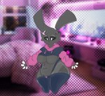 anthro clothing crop_hoodie female finger_markings floating_ears frown legwear machine overweight overweight_female panties pupils slightly_chubby solo thigh_highs underwear white_pupils wide_hips spaceybunz meme_clothing paggi_outfit bip_(spaceybunz) canid canine canis domestic_dog hybrid lagomorph leporid mammal rabbit robot robot_anthro meme