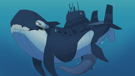 anchor black_blush black_body black_fin black_tail blue_eyes blush erection feral genitals grey_penis machine male penis solo tail teeth underwater vehicle water watercraft white_body dolphinproject aquatic cetacean dolphin living_machine living_submarine living_vehicle living_watercraft mammal oceanic_dolphin orca toothed_whale 16:9 2026 hi_res watermark widescreen