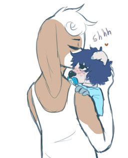 ambiguous_gender anthro bodily_fluids clothed clothing crying dipstick_ears duo ear_markings fur hair heart_symbol multicolored_ears pacifier simple_background sobbing standing tears text young monsterbunny gally_(monsterbunny) canid canine canis domestic_dog mammal 2016 archived_source digital_drawing_(artwork) digital_media_(artwork) english_text