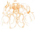 anthro blush group kissing male male/male xantouke erik xan_(xantouke) felid lion mammal pantherine unknown_species low_res sketch