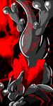 2_toes 3_fingers anthro armor black_body feet fingers floating fully_inside glistening glistening_body grey_body horn latex leaning leaning_forward levitation looking_at_viewer male markings occult_symbol red_eyes sigil smile smiling_at_viewer solo symbol tail toes vore shadowsoulful fakemon nintendo pokemon pokken_tournament novavon_(shadowsoulful) generation_1_pokemon generation_6_pokemon goo_creature legendary_pokemon mewtwo pokemon_(species) shadow_mewtwo shadow_pokemon 1:2 absurd_res hi_res