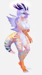 anthro breasts featureless_breasts female grey_hair hair horn insect_wings lepidopteran_wings non-mammal_breasts nude simple_background solo tail white_background wings rineka mythology dragon hybrid mythological_creature mythological_scalie norwegian_alfheim_dragon scalie