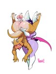 anthro ball_grab ball_tugging balls big_butt butt cock_and_ball_torture duo genital_torture genitals huge_butt male male/male membrane_(anatomy) membranous_wings simple_background thick_thighs white_background wings nedoiko pomm_(nedoiko) trinket_(nbusagi) bat kobold leaf-nosed_bat mammal microbat scalie vampire_bat yangochiropteran hi_res