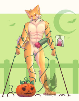 abs animal_genitalia animal_penis anthro bdsm bodily_fluids bondage bound canine_genitalia canine_penis canine_teeth cum cum_drip cumshot dripping ejaculation food fruit genital_fluids genitals halloween_decoration halloween_themed holidays internal knot knotted_penis male masturbation muscular muscular_anthro muscular_male penile penile_masturbation penis plant public pumpkin restricted restriction suction suction_device tail vein veiny_penis vines maiiyumi halloween kinktober kinktober_2025 canid canine canis domestic_dog elemental_creature flora_fauna herding_dog mammal pastoral_dog welsh_corgi 2025 cel_shading hi_res shaded