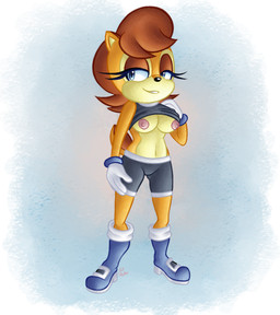 anthro areola bedroom_eyes boots bottomwear breasts clothing exposed_breasts female footwear fur gloves hair handwear narrowed_eyes nipples orange_body orange_fur pink_areola pink_nipples red_hair seductive shirt_pulled_up shoes short_hair shorts solo hot-shelter archie_comics sega sonic_the_hedgehog_(archie) sonic_the_hedgehog_(comics) sonic_the_hedgehog_(series) sally_acorn sally_acorn_(post-sgw) bat chipmunk ground_squirrel mammal rodent sciurid 2021 digital_media_(artwork)
