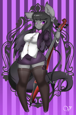 anthro anthrofied bowed_string_instrument breasts cello clothing female legwear musical_instrument solo stockings string_instrument zzvinniezz friendship_is_magic hasbro my_little_pony octavia_(mlp) equid equine horse mammal pony 2017 hi_res