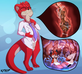 2_tails amber_eyes anthro black_body black_fur blue_background blue_eyes bottomless bottomless_anthro bottomless_male brown_body brown_fur brown_hair cheek_tuft clothed clothing cutaway dipstick_tail extreme_size_difference eyes_closed facial_tuft fur gloves_(marking) group hair healing_vore inside_stomach internal larger_pred leg_markings macro_pred male male_pred male_prey markings micro_prey multi_tail neck_bulge nude_anthro nude_male open_mouth open_smile oral_vore pattern_background pawpads pink_pawpads red_body red_fur red_hair simple_background sitting size_difference smile socks_(marking) standing swallowing tail tail_markings teeth text trio tuft vore whiskers white_body white_fur kitnip canid canine fox mammal mouse murid murine mustelid otter rodent artist_name story story_at_source story_in_description