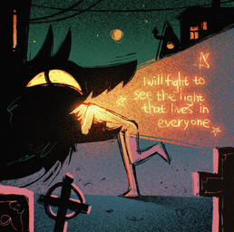 ambiguous_gender biped black_body black_eyes black_fur city cross duo feral fur moon quadruped safe_vore text yellow_sclera soulfullhyena canid canine canis human mammal wolf 2025 english_text hi_res