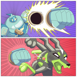 ambiguous_gender angry anthro black_body black_fur duo feral fur simple_background tongue ragster_(artist) nintendo pokemon canid canine generation_7_pokemon legendary_pokemon mammal pokemon_(species) zygarde zygarde_10_forme 1:1 comic digital_media_(artwork) hi_res