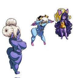 bangs barefoot big_butt big_ears bikini blunt_bangs butt clothed clothing curvy_figure double_bun ear_piercing ear_ring eyewear feet female goggles gold_bikini group hair hat headgear headwear long_hair looking_at_viewer piercing pointy_ears red_eyes ring_piercing short_hair shortstack simple_background skimpy skimpy_bikini swimwear trio two-piece_swimsuit voluptuous voluptuous_female wet yellow_eyes oppmann golden_week league_of_legends riot_games tencent lulu_(lol) poppy_(lol) tristana_(lol) humanoid yordle 1:1 hi_res