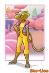 4_fingers anthro clothed clothing detailed_background female fingers fur smile smirk solo text greyofpta kidd_video she_lion_(copycats) 2020 english_text