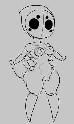 4_arms 4_eyes anthro areola arthropod_abdomen biped black_eyes breasts butt female genitals hand_on_hip multi_arm multi_eye multi_limb nipples simple_background solo standing vulva lewdydoodls hollow_knight_(franchise) team_cherry arthropod weaver_(hollow_knight) 2025 monochrome