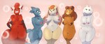 anthro breasts female genitals group group_nudity looking_at_viewer mature_female nipples nude nude_anthro nude_female pussy slightly_chubby standing take_your_pick rilesthecat cartoon_network disney pixar sega sonic_the_hedgehog_(series) talespin the_amazing_world_of_gumball turning_red undertale_(series) ming_lee_(turning_red) nicole_watterson rebecca_cunningham toriel vanilla_the_rabbit ailurid bear bovid caprine domestic_cat felid feline felis goat lagomorph leporid mammal rabbit red_panda absurd_res hi_res mother_(lore) parent_(lore)