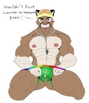 abs anthro bodily_fluids bulge clothing cum cum_in_clothing cum_in_jockstrap cum_in_underwear cum_through_clothing cum_through_jockstrap cum_through_underwear genital_fluids jockstrap leaking_cum looking_at_viewer male muscular muscular_anthro muscular_male nipples pecs solo underwear wet wet_clothing wet_underwear insaneeighteen andre_(chirenbo) cougar felid feline mammal